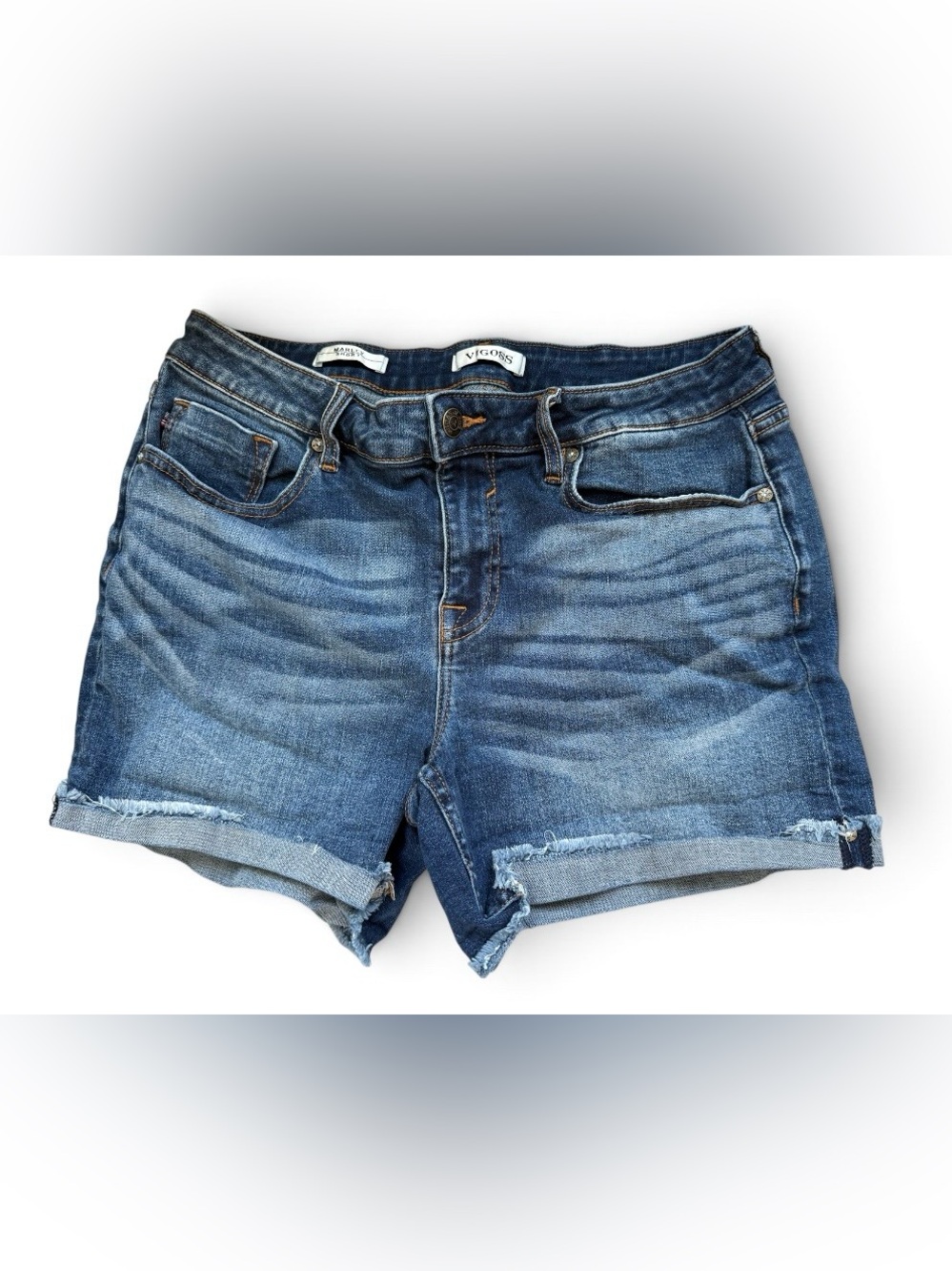 Vigoss Faded Blue Rolled Hem Denim Shorts